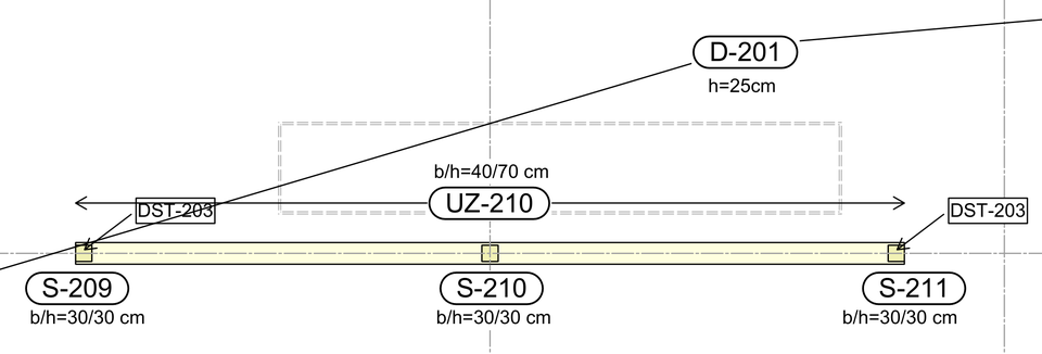 Positionsplan – Decke und Unterzug – anonymisierter Originalplanausschnitt.